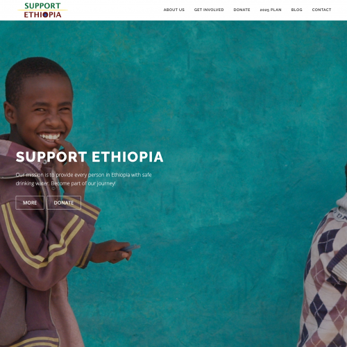 Wide screenshot of Support Ethiopia's website