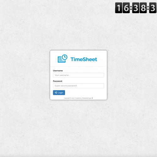 Screenshot of redPuls' TimeSheet website