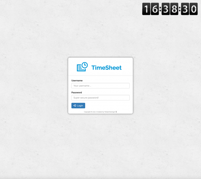 Screenshot of redPuls' TimeSheet website